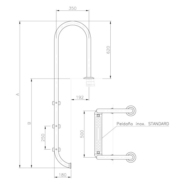 Hobby Pool Tiefbeckenleiter Engholm aus Edelstahl V2A 3 stufig für 1