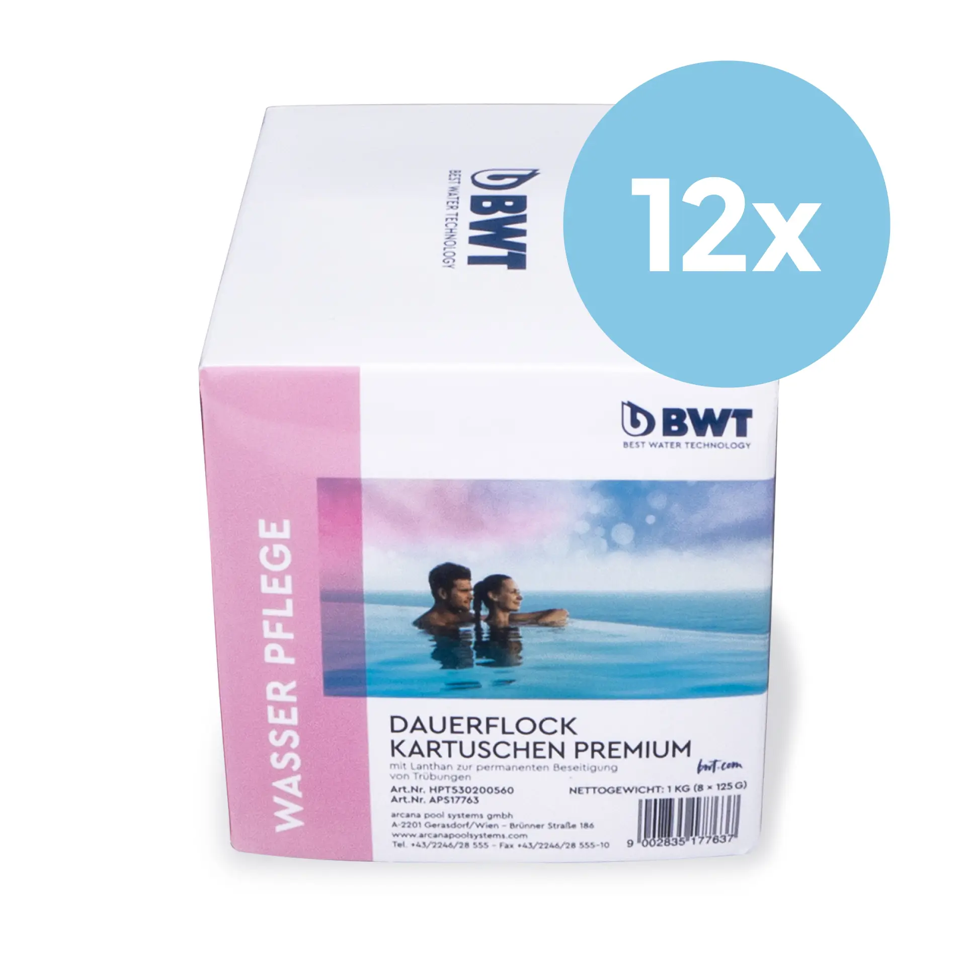 BWT AQA marin Dauerflock Premium (8x 125 g Kartuschen) - 12x 1 kg Packungen