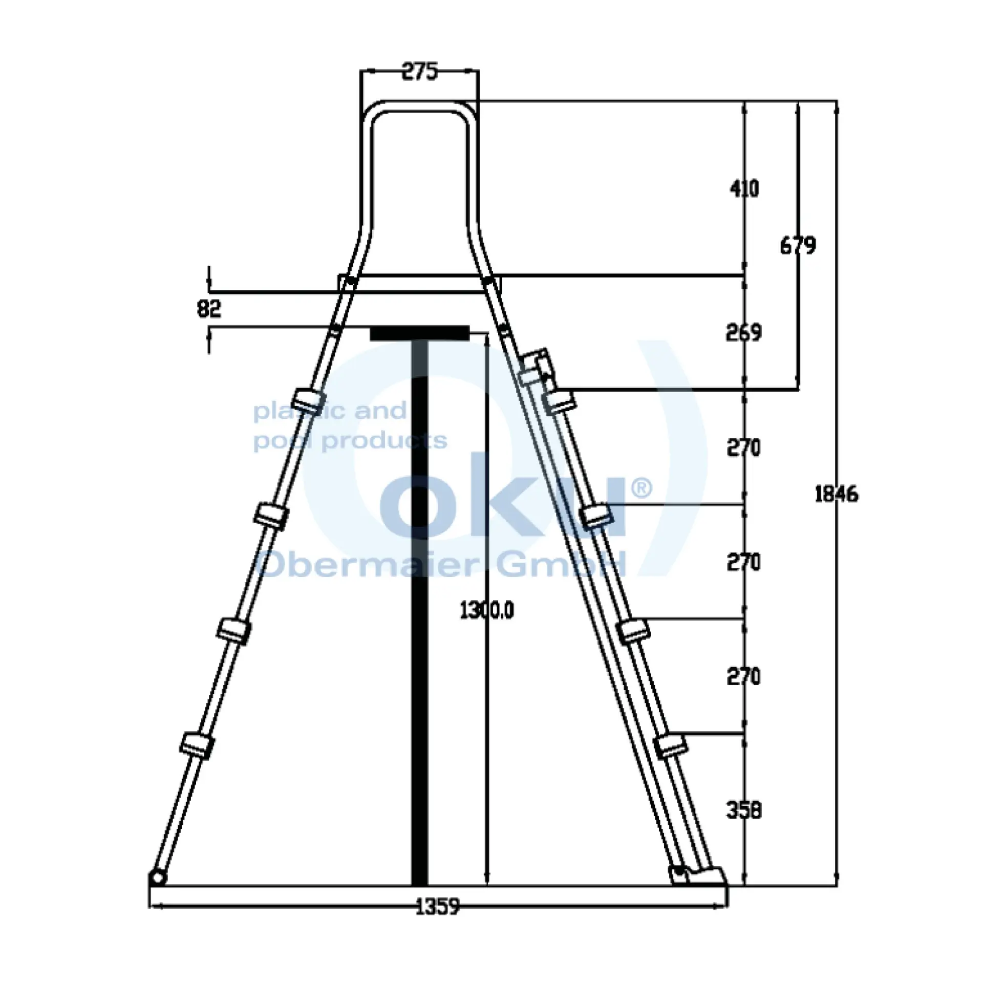 OKU Pool Sicherheitsleiter 4-stufig verzinkt, für Höhe von bis zu 132 cm